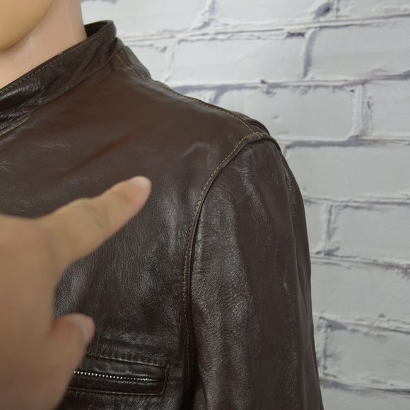 Mens Reed Sportswear cafe motorcycle style leather jacket - Picture 6 of 16